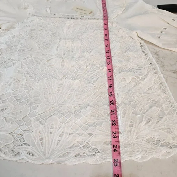 NWT Sundance ALTAI Blouse Small White Eyelet Lace Embroidered Boho Feminine SS - Picture 13 of 13